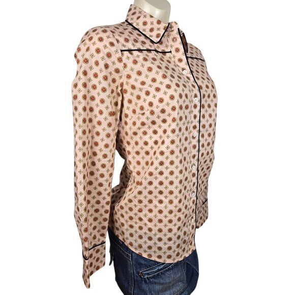 J. Crew Piped Foulard Medallion Print Shirt Sz 00 XXS Long Sleeve - Picture 3 of 13